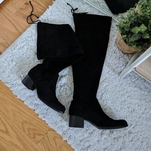 Black suede thigh high boots